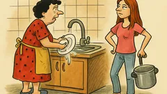 Виц: – Ела да измиеш чиниите, дъще