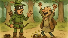 Виц: Просяк в гората среща Робин Худ