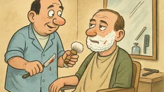 Виц: Бръснар порязва клиент два пъти