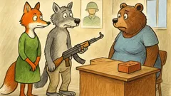 Виц: Кума Лиса и Баба Меца войници