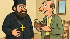 Виц: Колко ви дължа, отче?