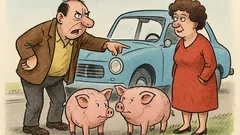 Виц: Скарах се с жената, гледам пред колата...