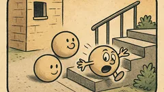 Виц: Две топчета се търкалят към стълбичка