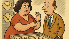 Виц: Жена в бижутериен магазин пробва гривна