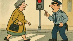 Виц: Пресичам на червено, а полицай подвиква