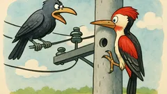 Виц: Кълвач се хвали на гарга за стълб