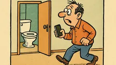 Виц: Забравиш телефона пред тоалетната…