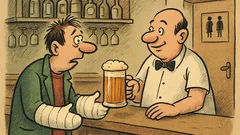 Виц: Мъж с две гипсирани ръце в бар