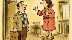 Виц: Прибира се мъж от работа и пита